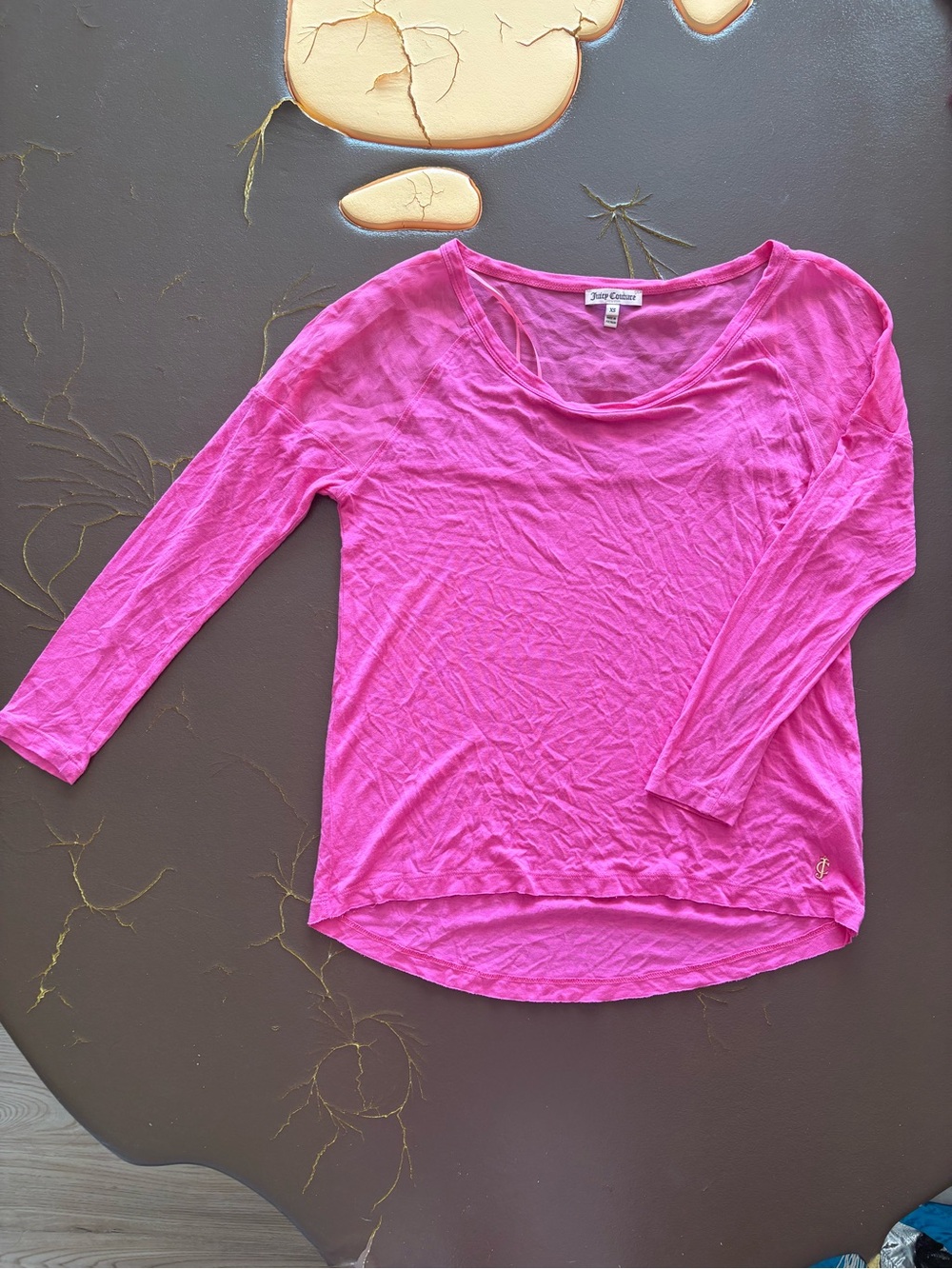 Juicy Couture Hot Pink Long Sleeve Scoop Neck Tee